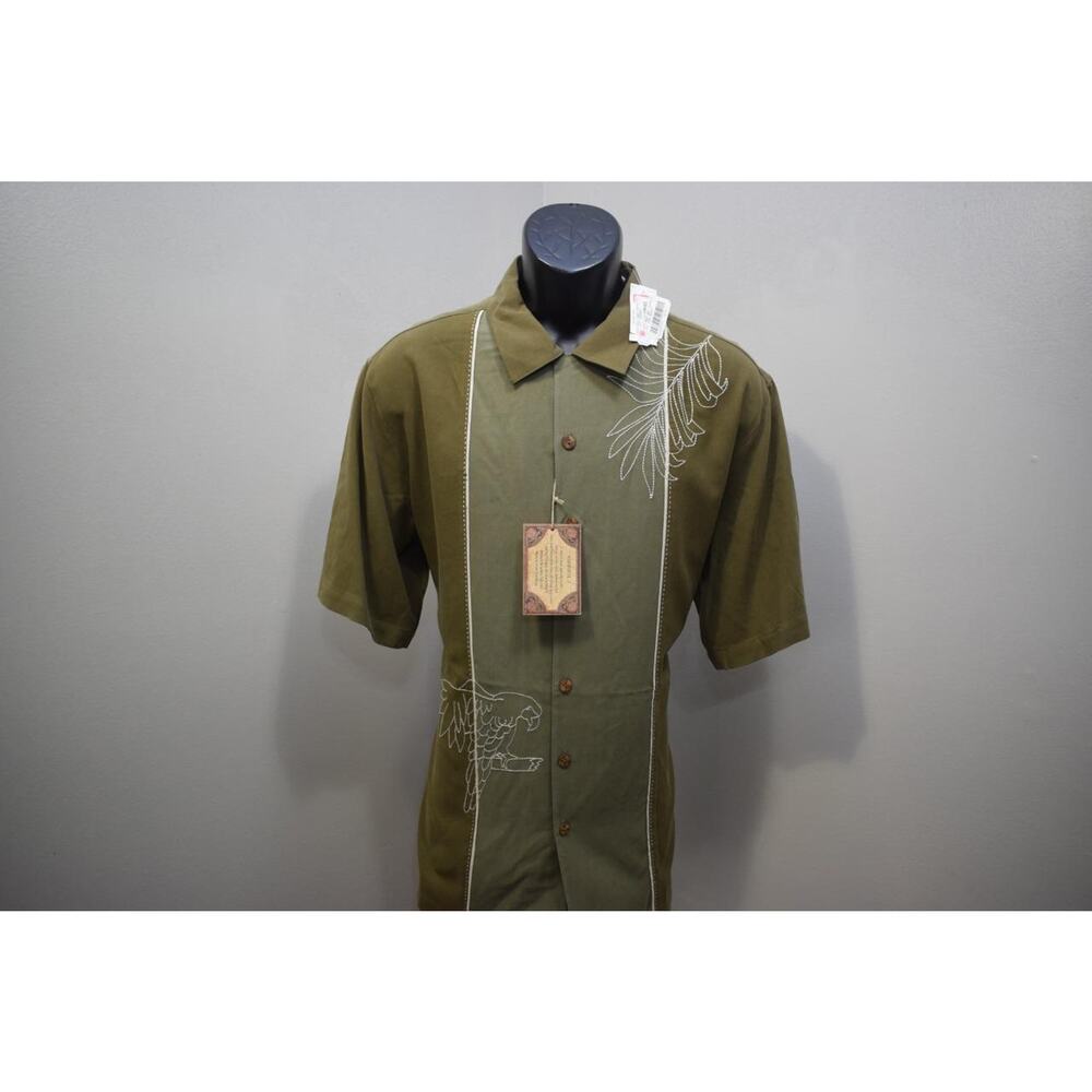 Roundtree & Yorke Caribbean Shirt 100% Silk Floral Short Sleeve Mens Large‎ NEW